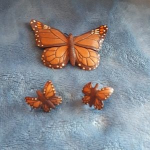 Vintage handmade butterfly broach set